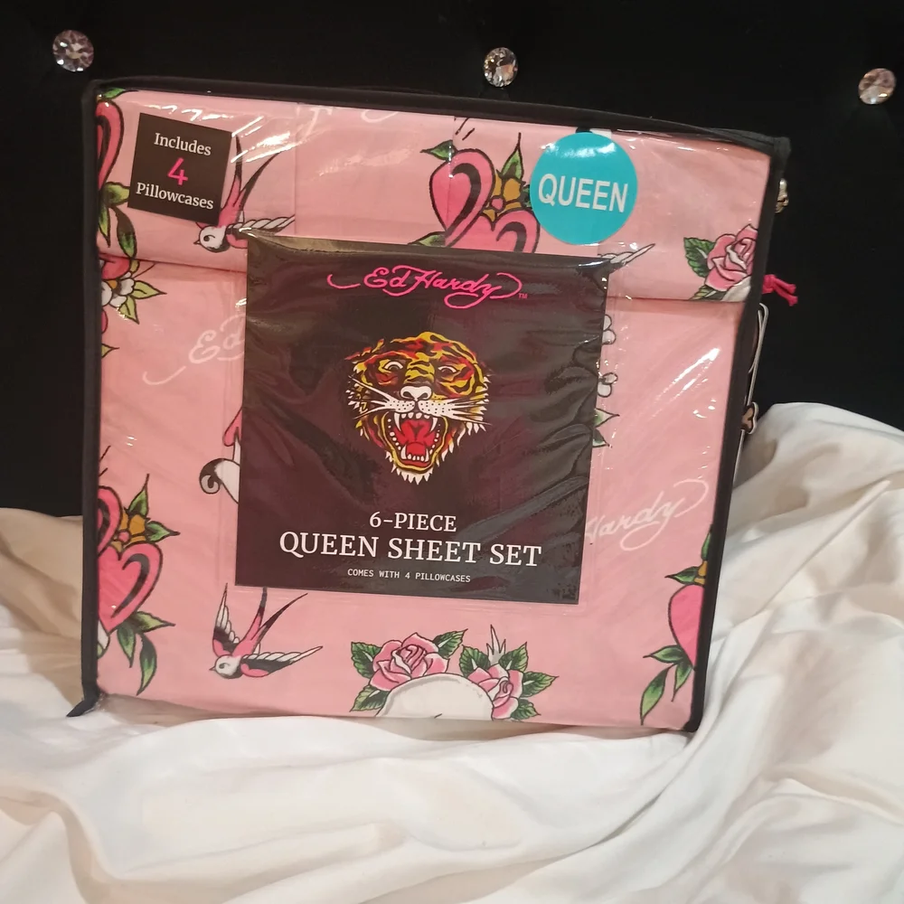 New Ed Hardy Pink Double Brushed For Next Level Softness 6 Piece Sheet Set Queen